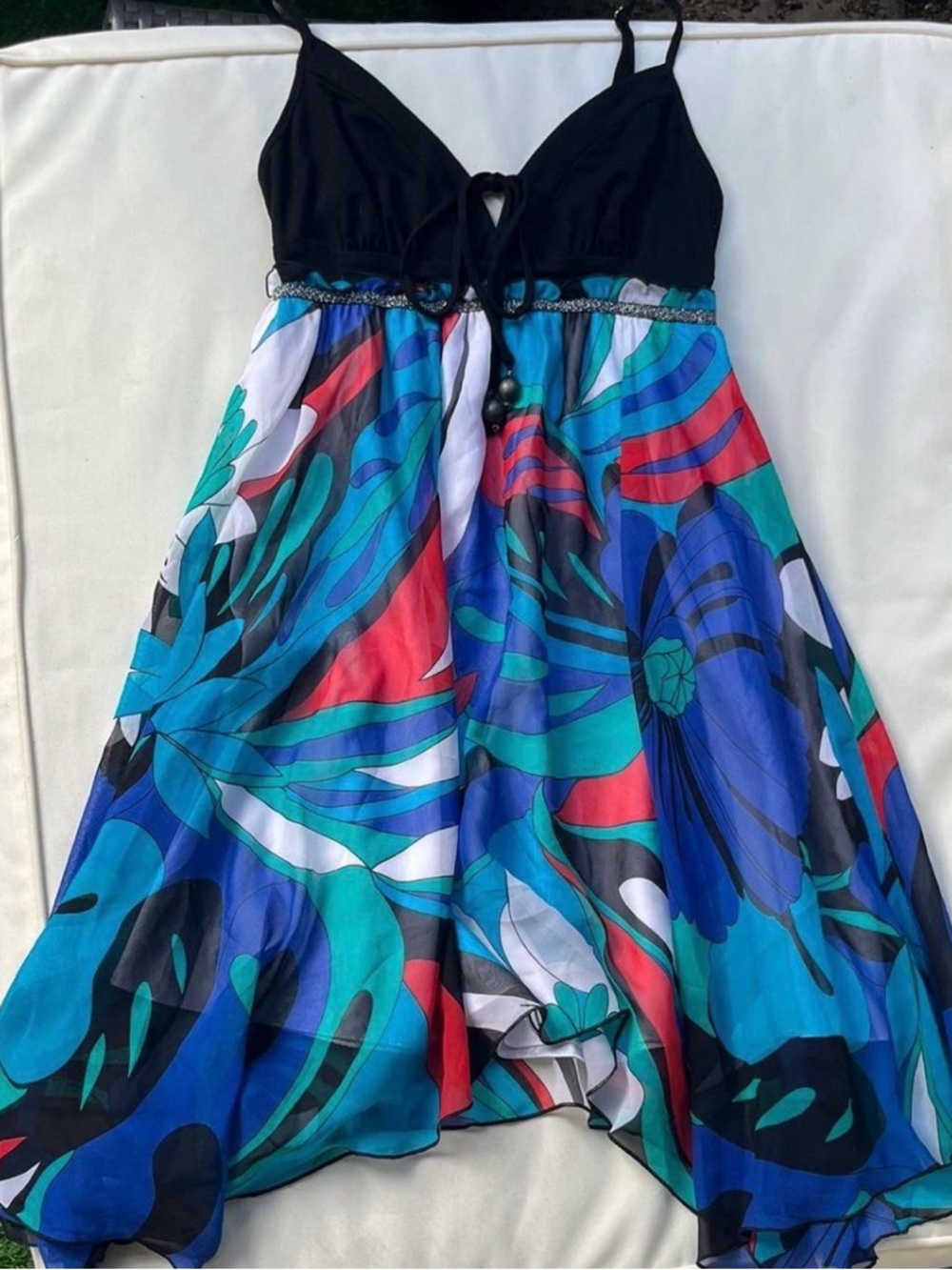 Y2K Guess Floral Mesh Asymetrical Dress